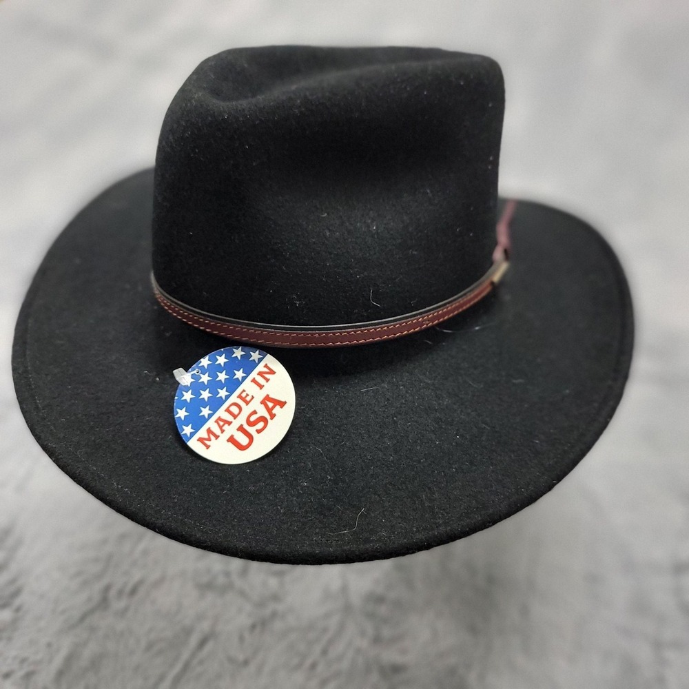 Stetson Hat Mens Large Bozeman Cowboy Black Wool Crushable USA Water Repellent